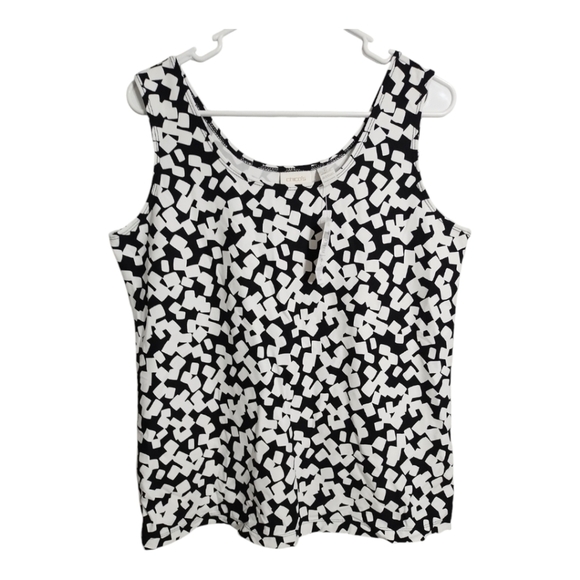 Chico's Tops - Chicos Tossed Boxes Contemporary Black/Ecru Office Casual Party Tank Blouse 2/L